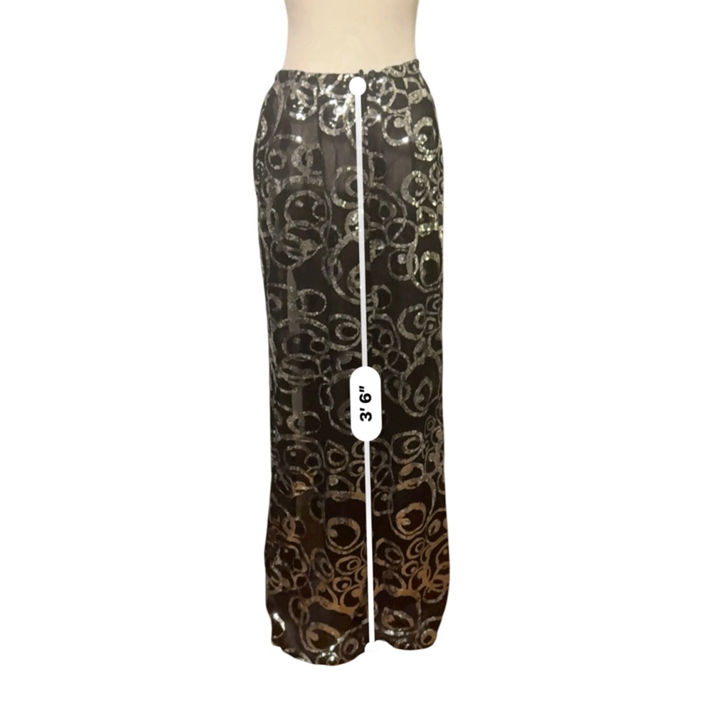 Size 14 TONYBOWLS Black & Silver Sequin Maxi Skirt Size 14 - Picture 8 of 8